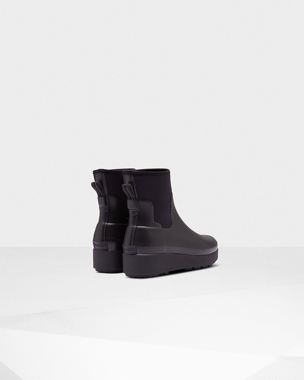 Botas Creeper Hunter Mujer - Refined Slim Fit Neoprene Chelsea - Negros - ERBFQVA-80